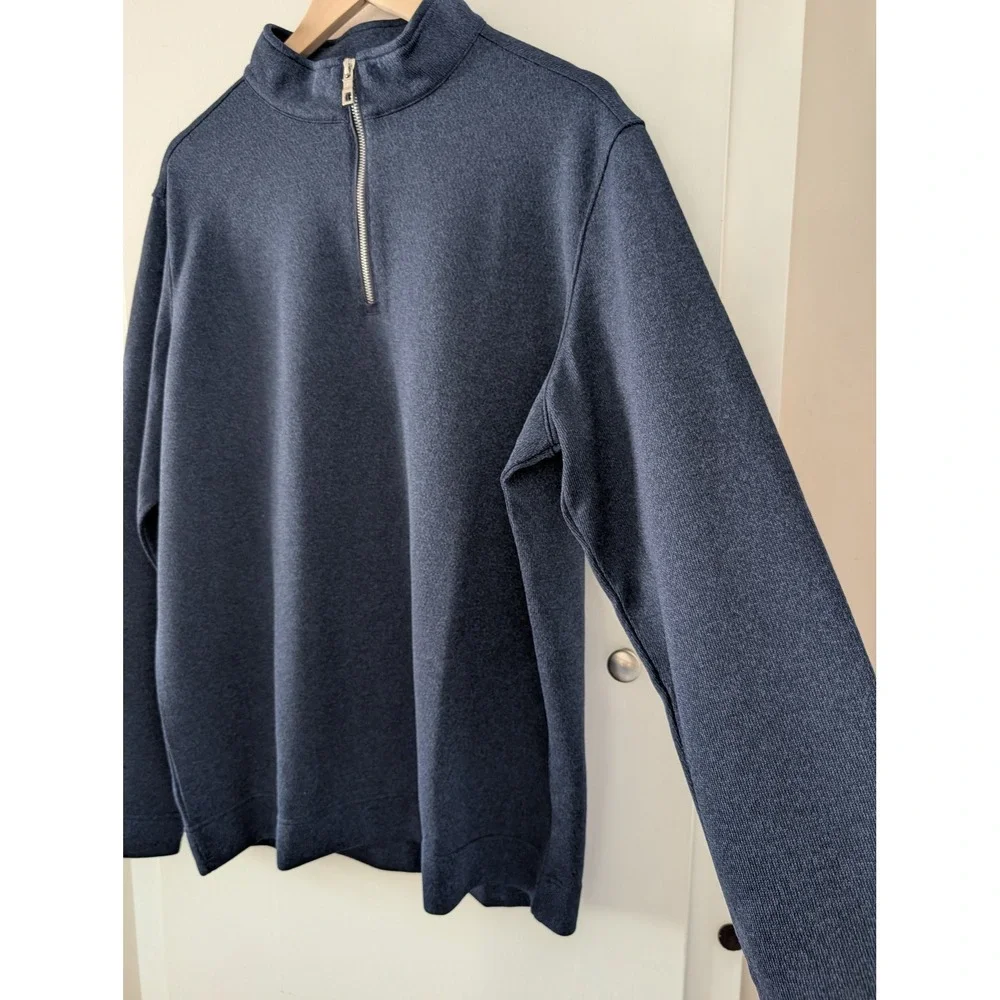 Peter Millar Navy Blue Heather Quarter Zip Pullover Sweater Men's L Gorpcore